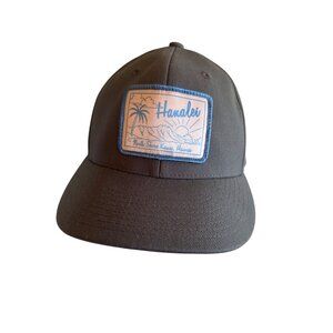Hanalei Hawaiian Fitted Cap  6 7/8-7 1/4 Grey Blue Patch Tropical Travel